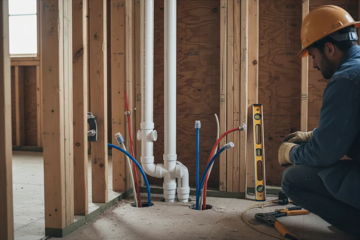 Drain and supply rough-in during Toilet Repair and Installation in Brownsville